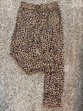 Leopard Print Jogger Pants - Tan/Black